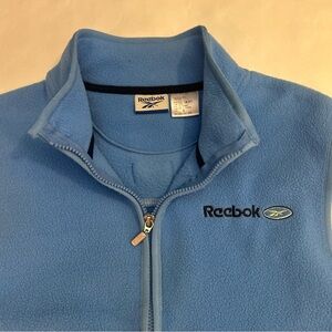 Vintage Y2K Reebok baby blue fleece vest Size Small Full Zip Closure Hand Pocket